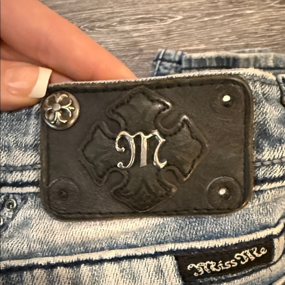 Miss Me Light Blue Flare Jeans with Wing Embellishments - Picture 4 of 4